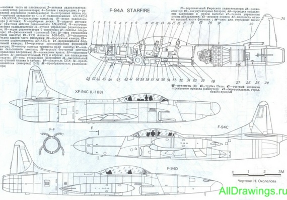 Lockheed F-94 Starfire чертежи (рисунки) самолета